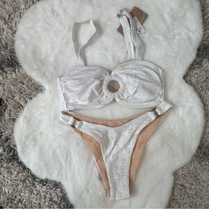 Berlook Elegant White and Tan Bikini Set M B08